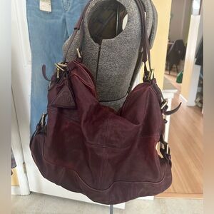 Sorial New York burgundy leather shoulder handbag purse